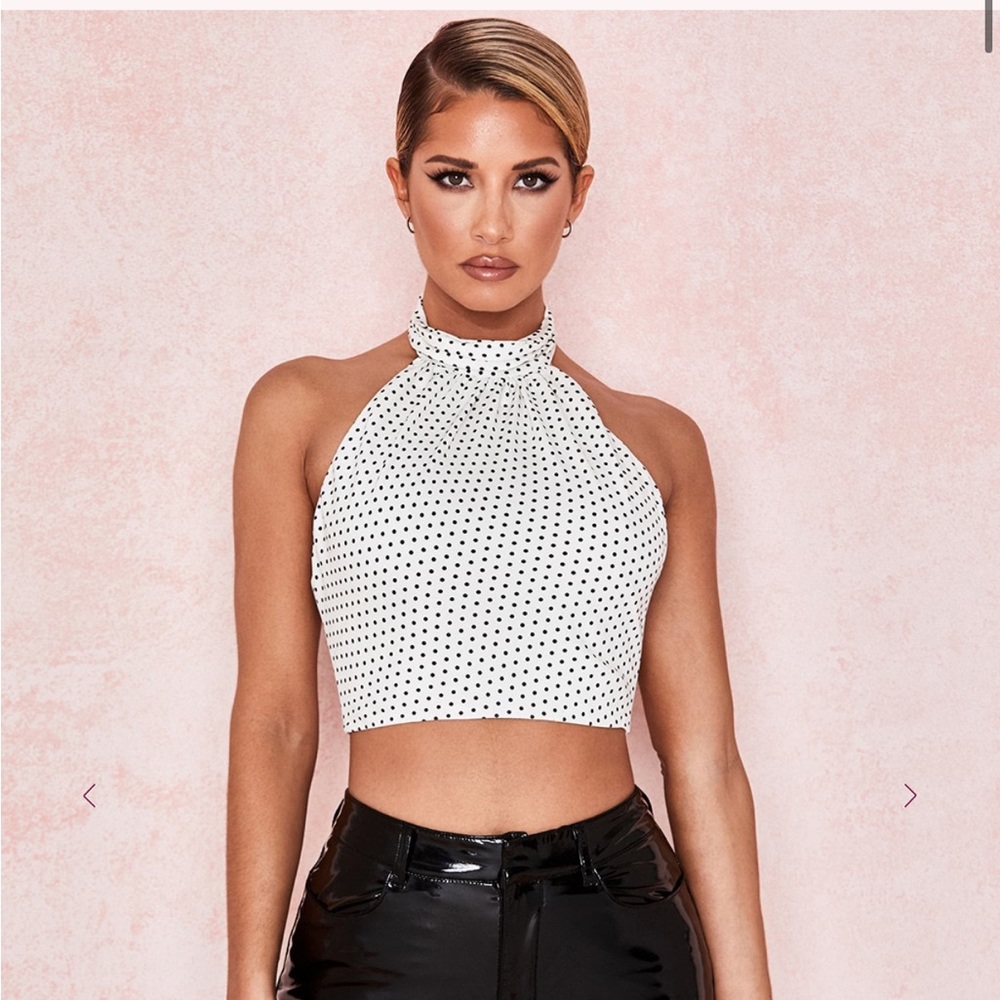 House of CB Black and White Polka Dot Crop Top